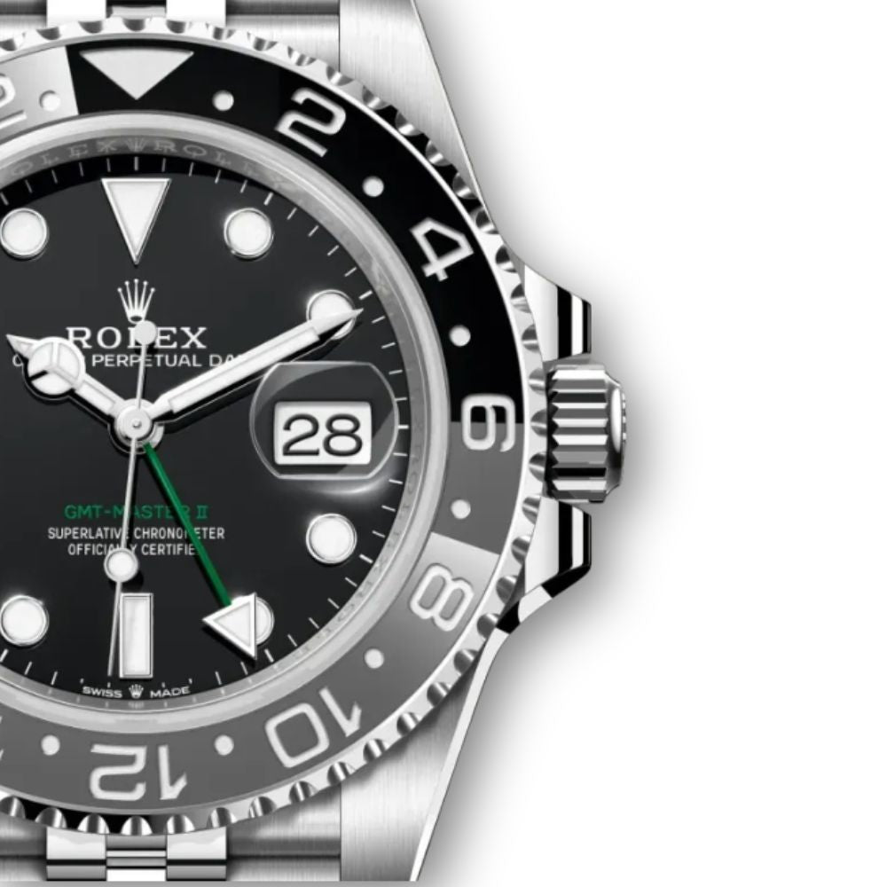 GMT-Master II 40mm in Oystersteel with Black and Gray Bezel